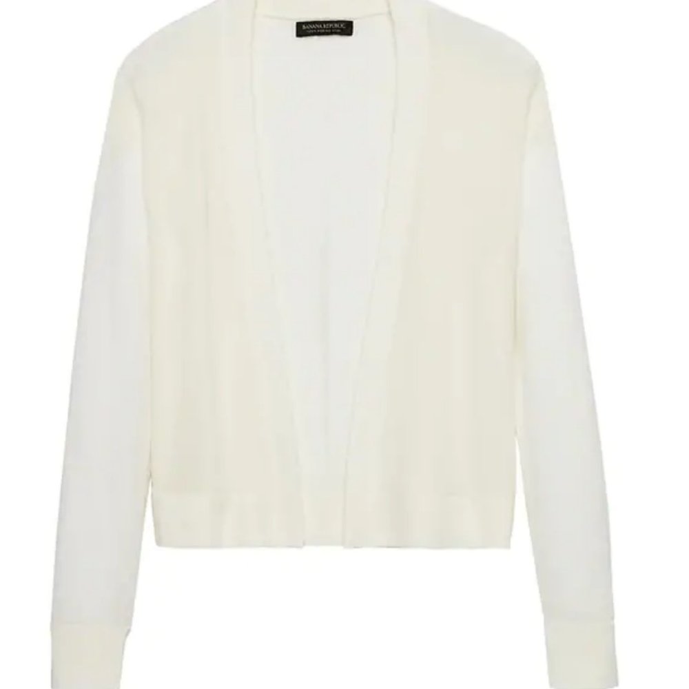 NWT Banana Republic Winter White Wool Open Cardigan XS